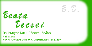 beata decsei business card